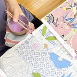 本場琉球びんがた名古屋帯 桔梗と扇 ( 未仕立て )