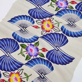 本場琉球びんがた名古屋帯 桔梗と扇 ( 未仕立て )