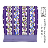 本場琉球びんがた名古屋帯 野朝顔 ( 未仕立て )