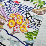 本場琉球びんがた名古屋帯 塩沢紬 沖縄風景 ( 未仕立て )