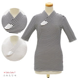 ふぁんじゅ 半衿付きTシャツ シマシマ