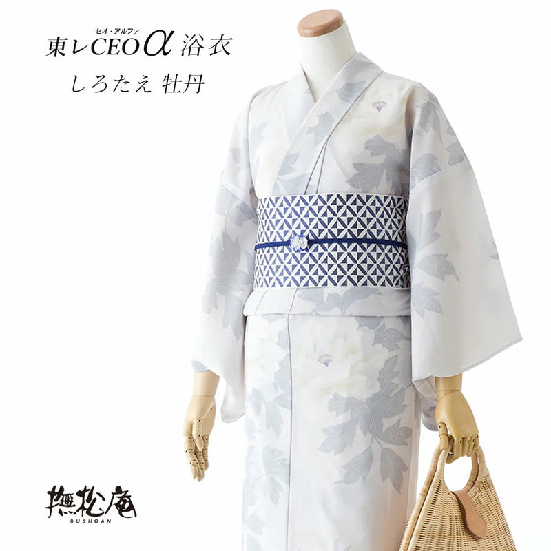 撫松庵 未使用 浴衣 セオアルファ 浴衣単品 撫松庵 浴衣 セオアルファ しろたえ 牡丹 – きものぎゃらりぃ和