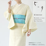 【 2024 】5-9kimono  綿麻着物 陽光 イチョウ