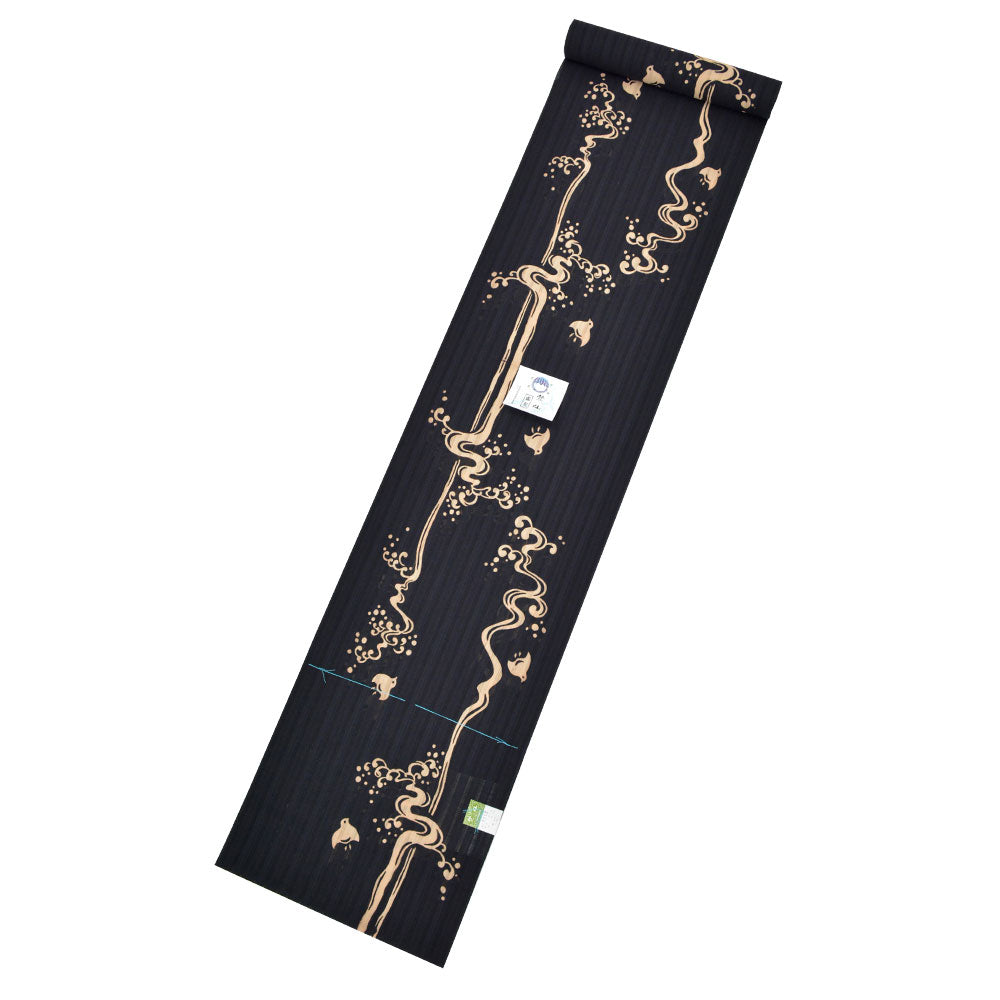 竺仙 浴衣 かげろう 波しぶきに千鳥 ブラック 反物 – きものぎゃらりぃ