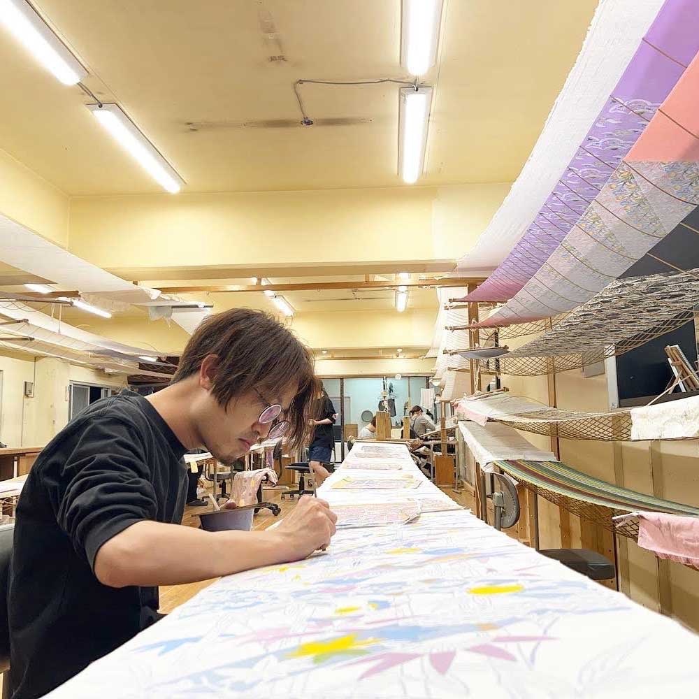 本場琉球びんがた名古屋帯 塩沢紬 サギソウ ( 未仕立て