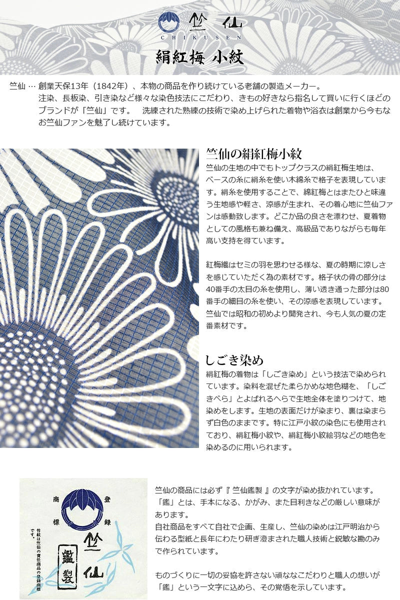 竺仙 絹紅梅 夏着物 単衣 小紋 反物 – きものぎゃらりぃ和（や