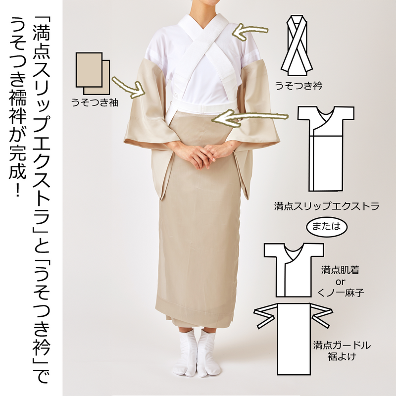 たかはしきもの工房 うそつき袖 ポリエステル楊柳 【半無双・単衣】（正規品）